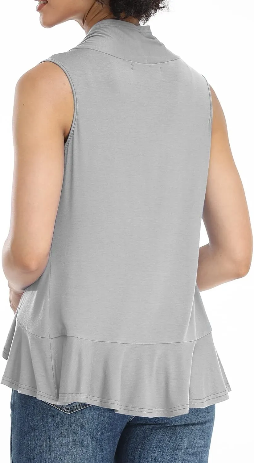Xeoxarel Women's Sleeveless Cardigan Open Front Vest (S-3XL)