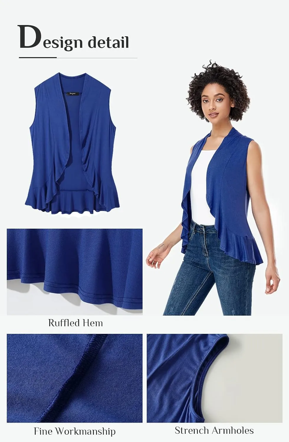 Xeoxarel Women's Sleeveless Cardigan Open Front Vest (S-3XL)