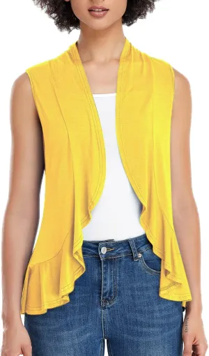 Xeoxarel Women's Sleeveless Cardigan Open Front Vest (S-3XL)
