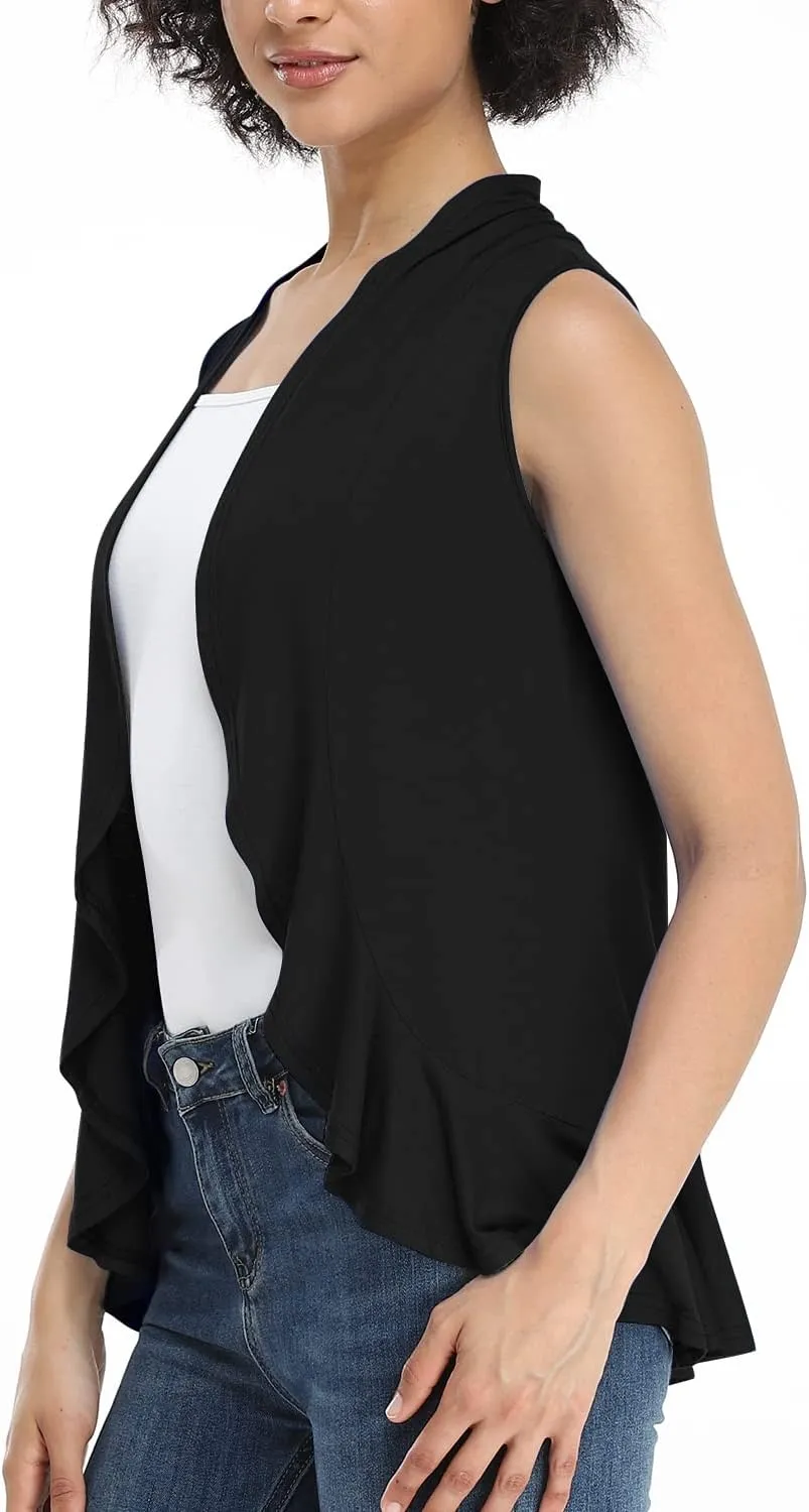 Xeoxarel Women's Sleeveless Cardigan Open Front Vest (S-3XL)