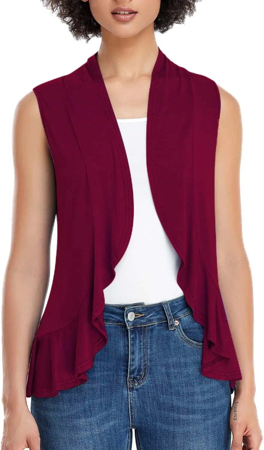Xeoxarel Women's Sleeveless Cardigan Open Front Vest (S-3XL)