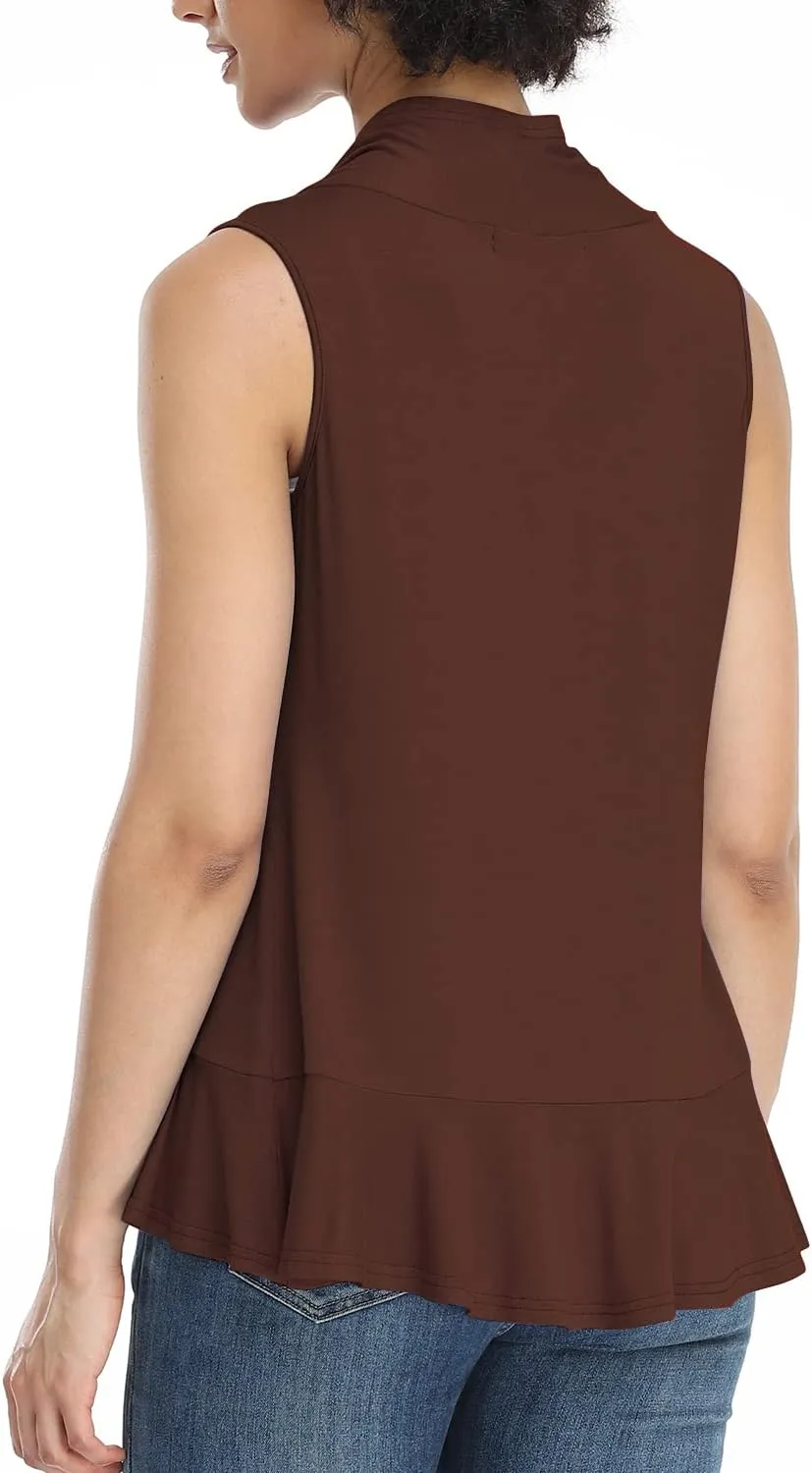 Xeoxarel Women's Sleeveless Cardigan Open Front Vest (S-3XL)