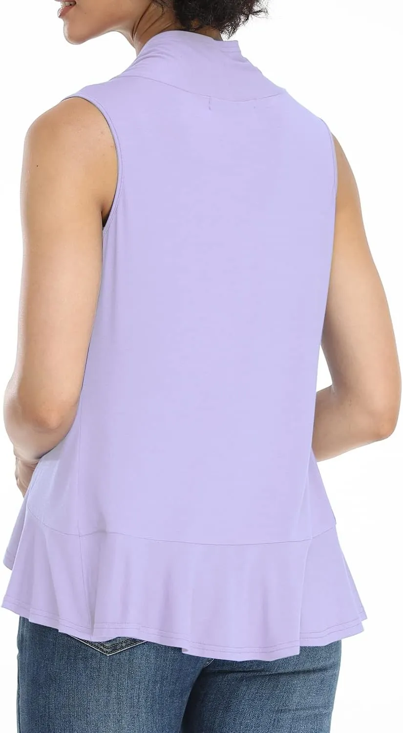 Xeoxarel Women's Sleeveless Cardigan Open Front Vest (S-3XL)