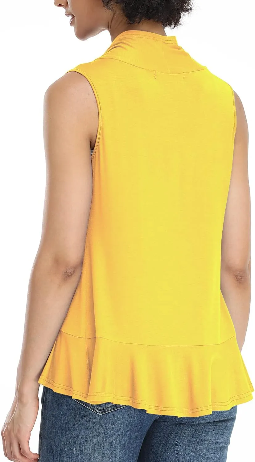 Xeoxarel Women's Sleeveless Cardigan Open Front Vest (S-3XL)