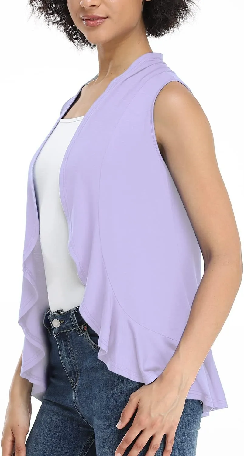 Xeoxarel Women's Sleeveless Cardigan Open Front Vest (S-3XL)