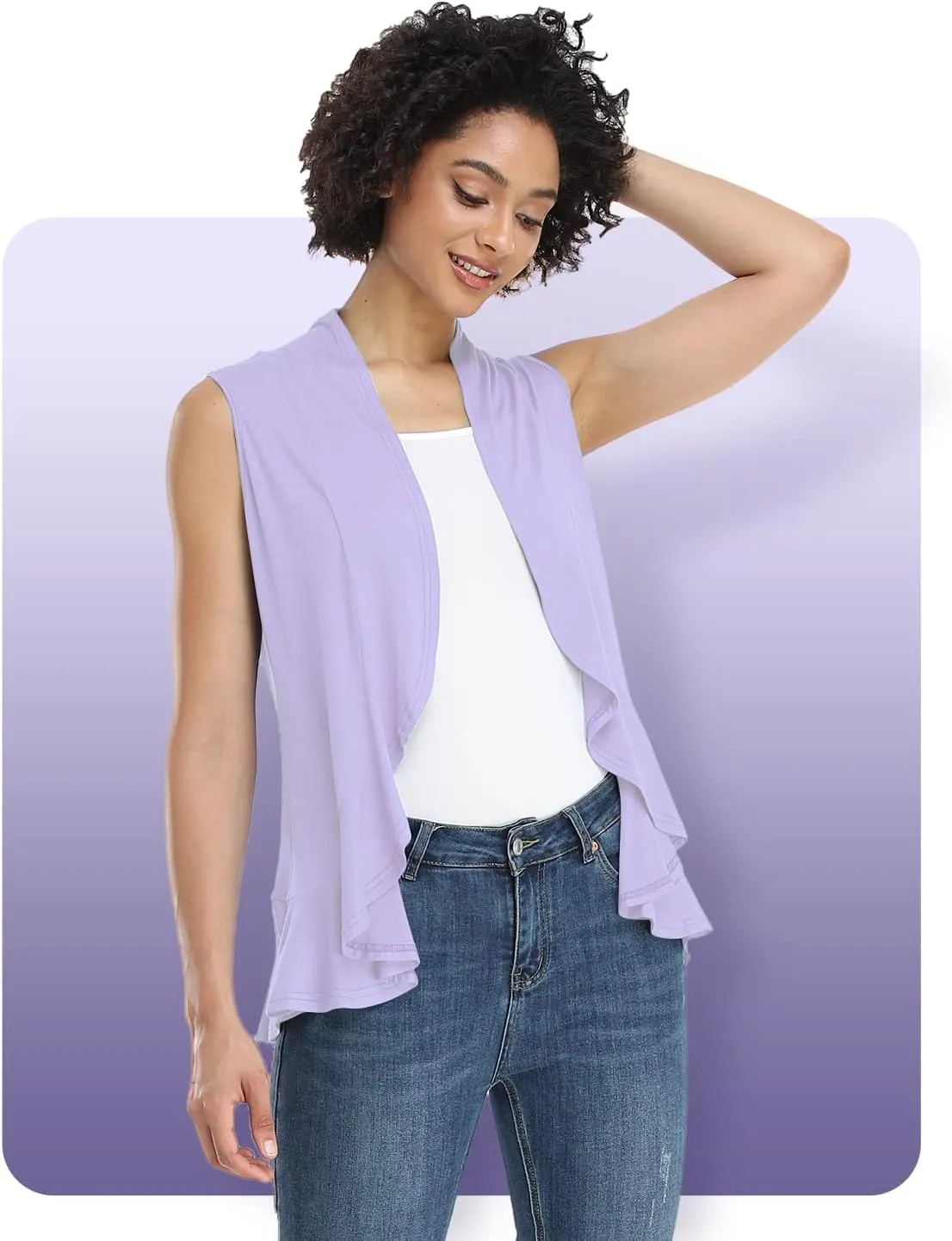 Xeoxarel Women's Sleeveless Cardigan Open Front Vest (S-3XL)