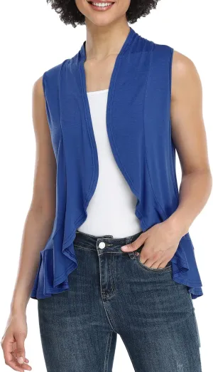Xeoxarel Women's Sleeveless Cardigan Open Front Vest (S-3XL)