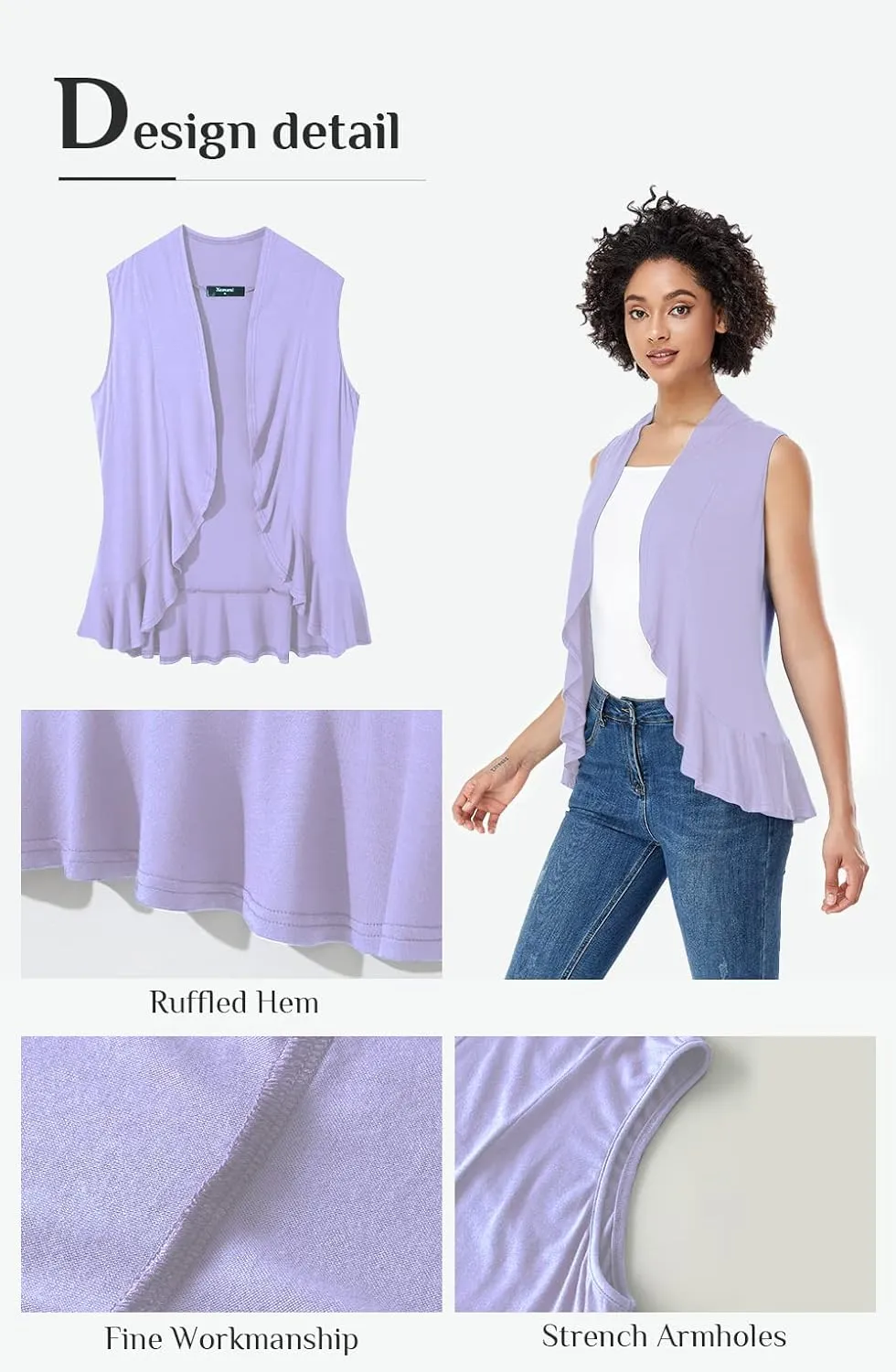 Xeoxarel Women's Sleeveless Cardigan Open Front Vest (S-3XL)