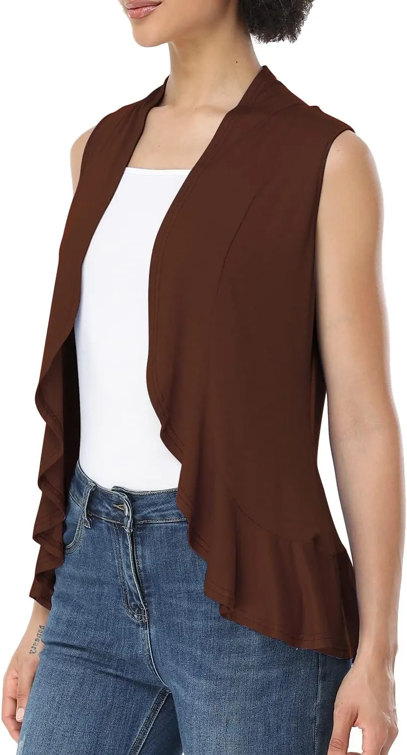 Xeoxarel Women's Sleeveless Cardigan Open Front Vest (S-3XL)