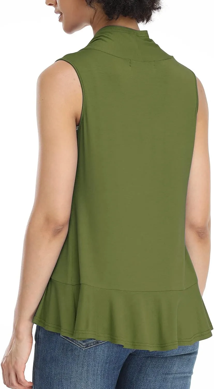 Xeoxarel Women's Sleeveless Cardigan Open Front Vest (S-3XL)
