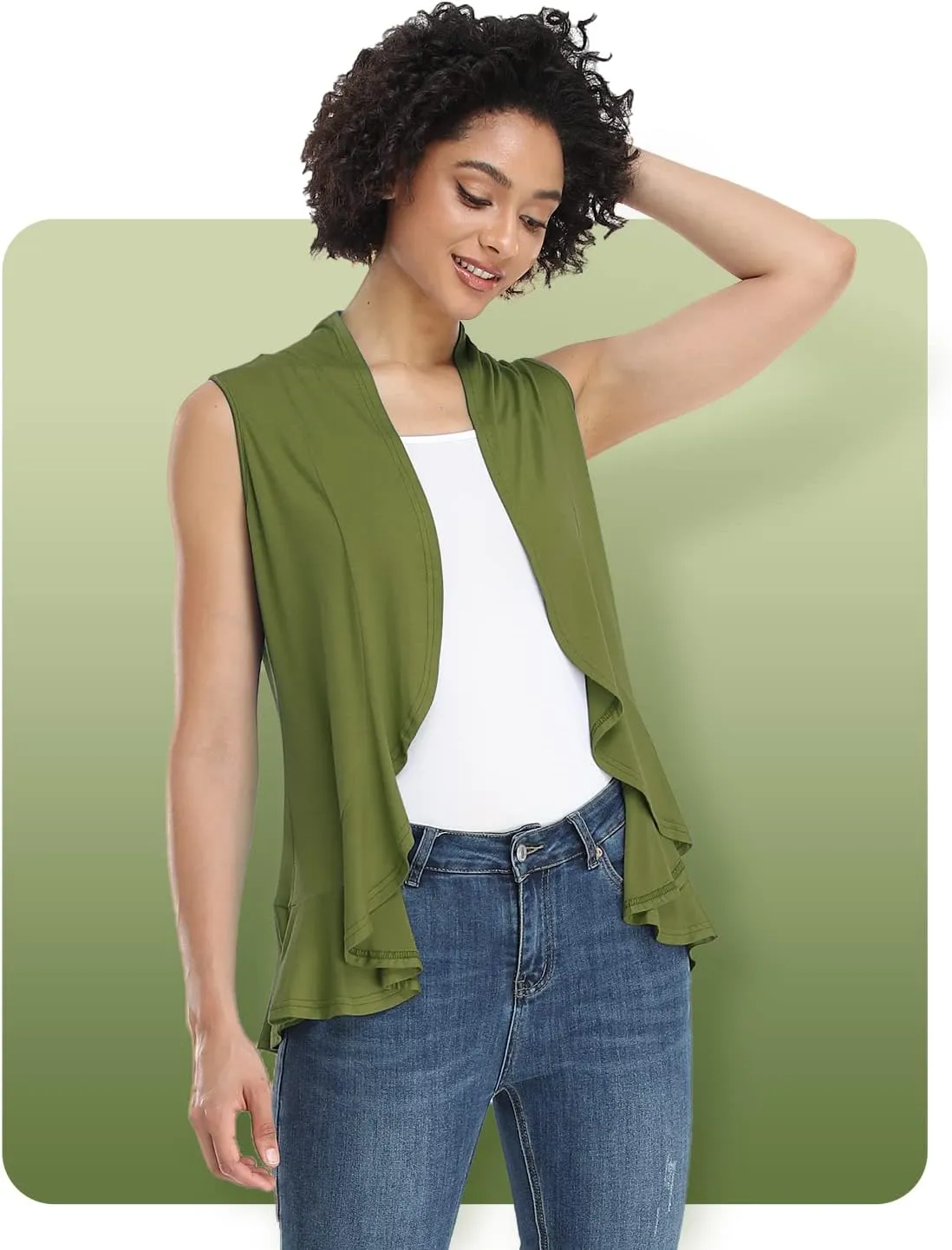 Xeoxarel Women's Sleeveless Cardigan Open Front Vest (S-3XL)