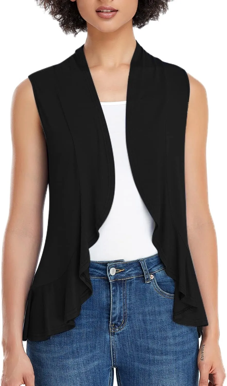 Xeoxarel Women's Sleeveless Cardigan Open Front Vest (S-3XL)