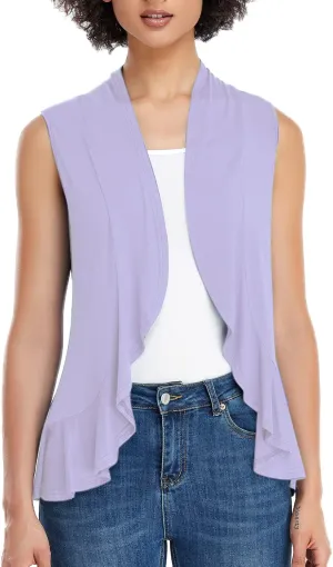 Xeoxarel Women's Sleeveless Cardigan Open Front Vest (S-3XL)