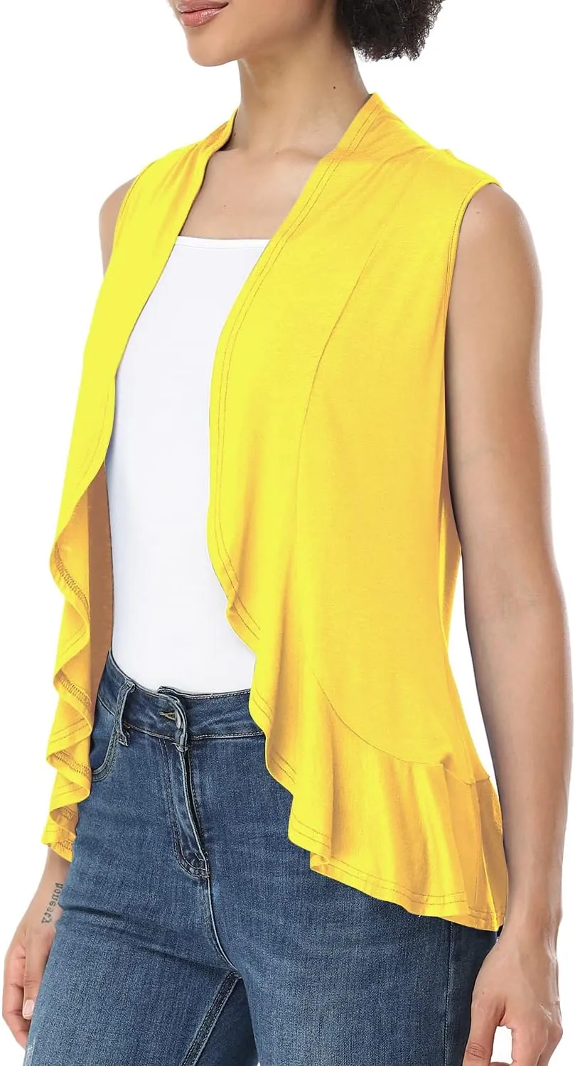Xeoxarel Women's Sleeveless Cardigan Open Front Vest (S-3XL)