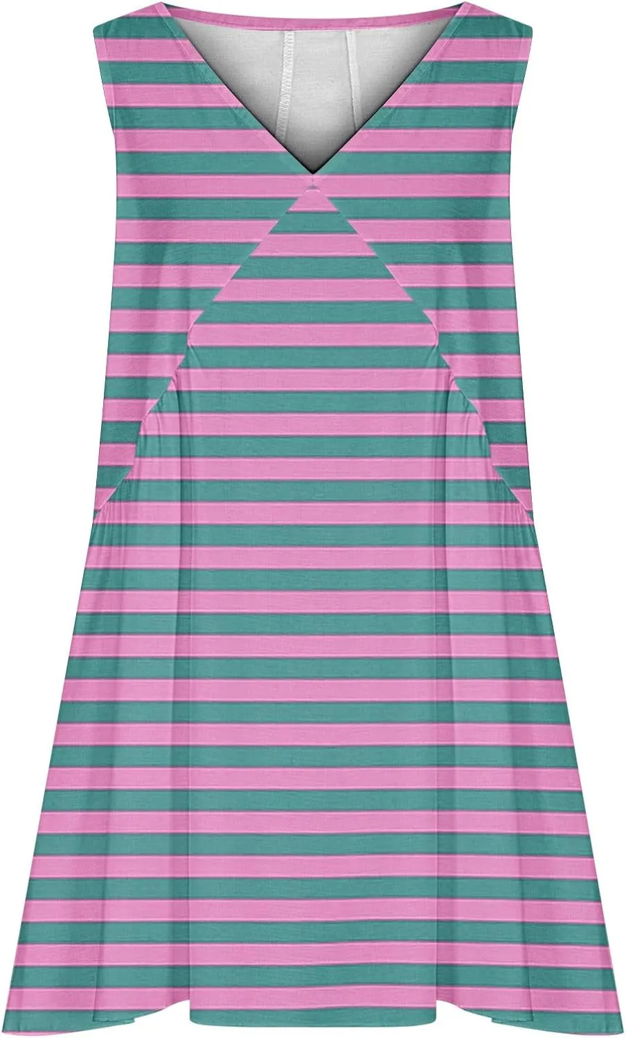 ZDRZK Flowy Dresses for Women Summer Stripes Casual Sleeveless Mini Dress 2024 Babydoll Swing Pleated Beach Sundresses