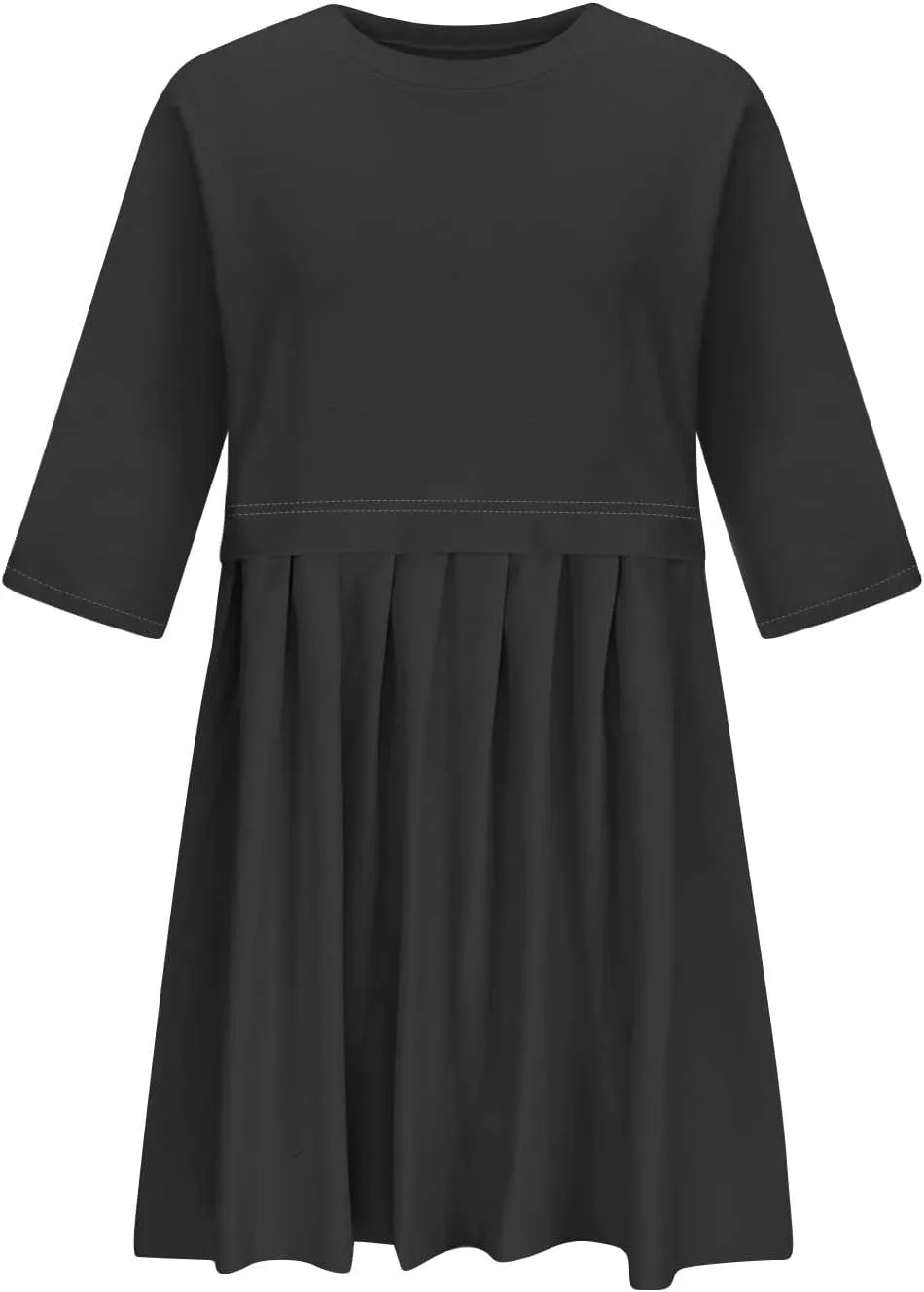 ZDRZK Women's Summer Dresses 3/4 Sleeve Crewneck Solid Color Casual Sundresses Loose Flowy Beach Mini Dress Trendy 2024